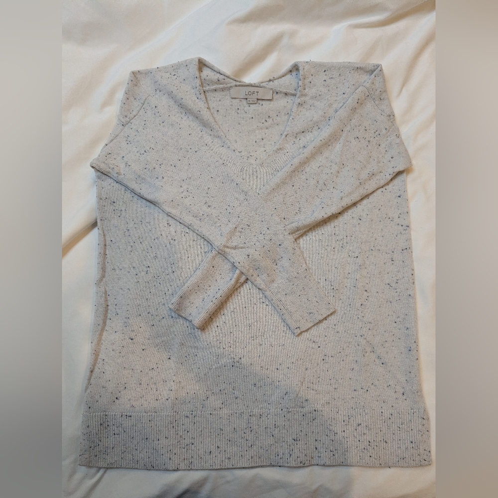 LOFT | Light Gray Speckled Knit Top